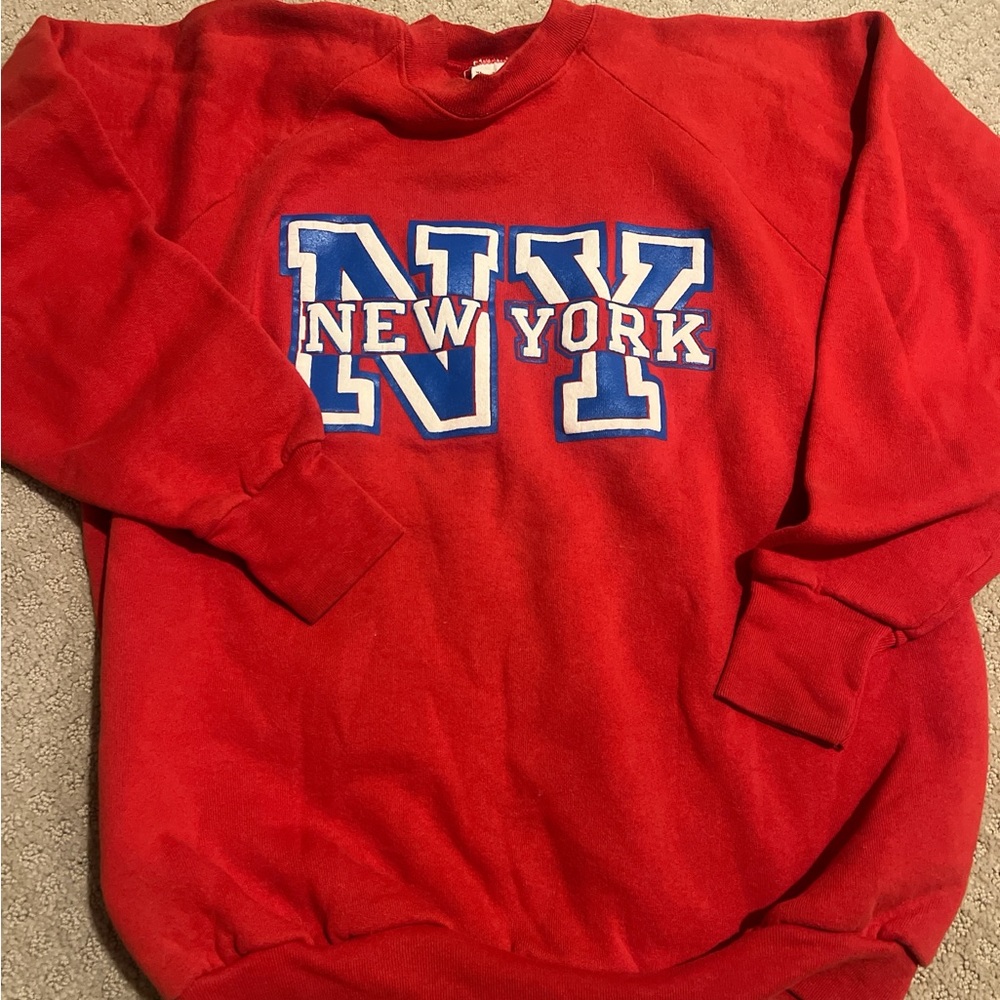 Fruit of the Loom Red NY New York Women's Crewneck Sweater